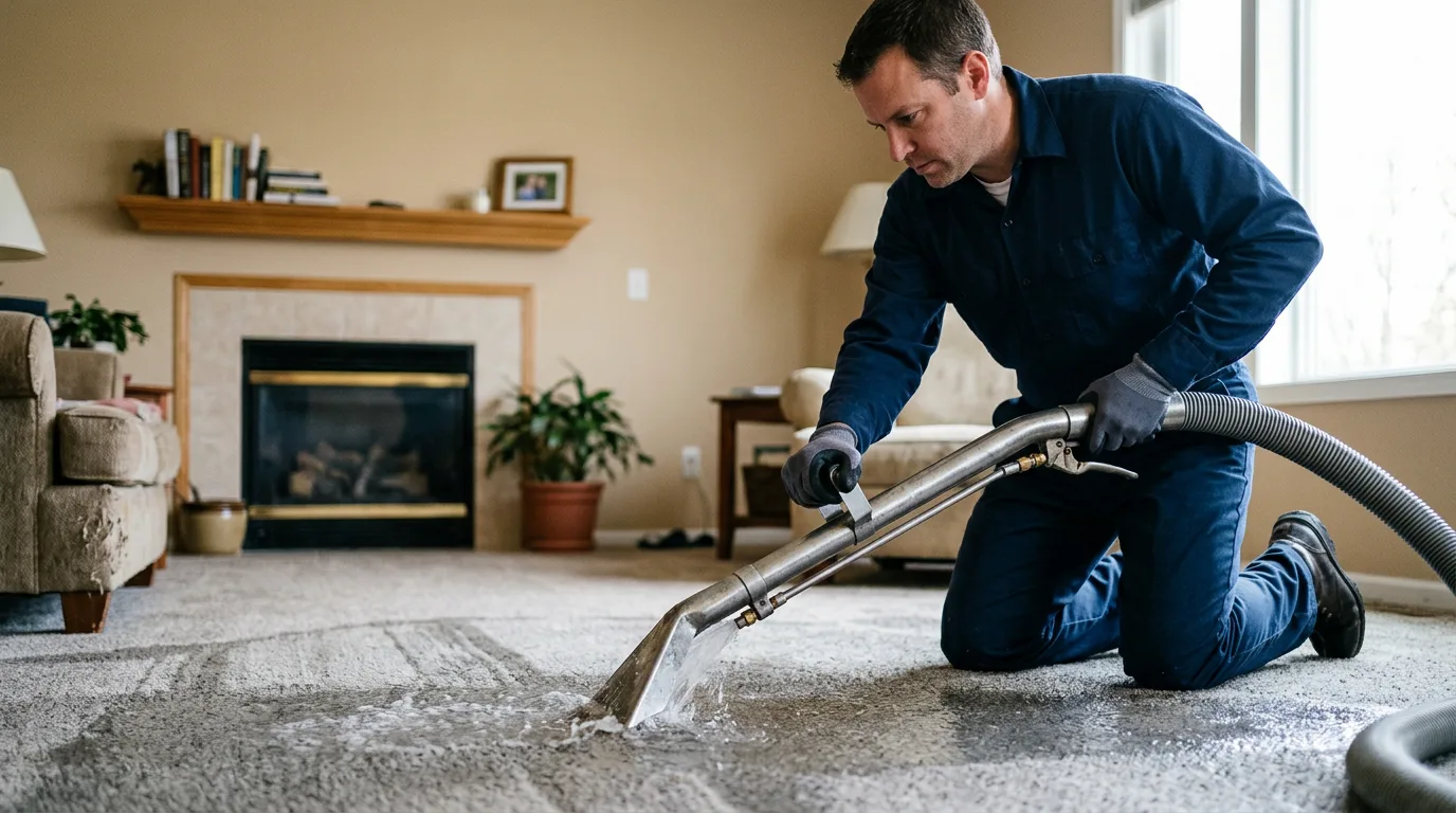 Water damage restoration technician working near Yoder, CO
